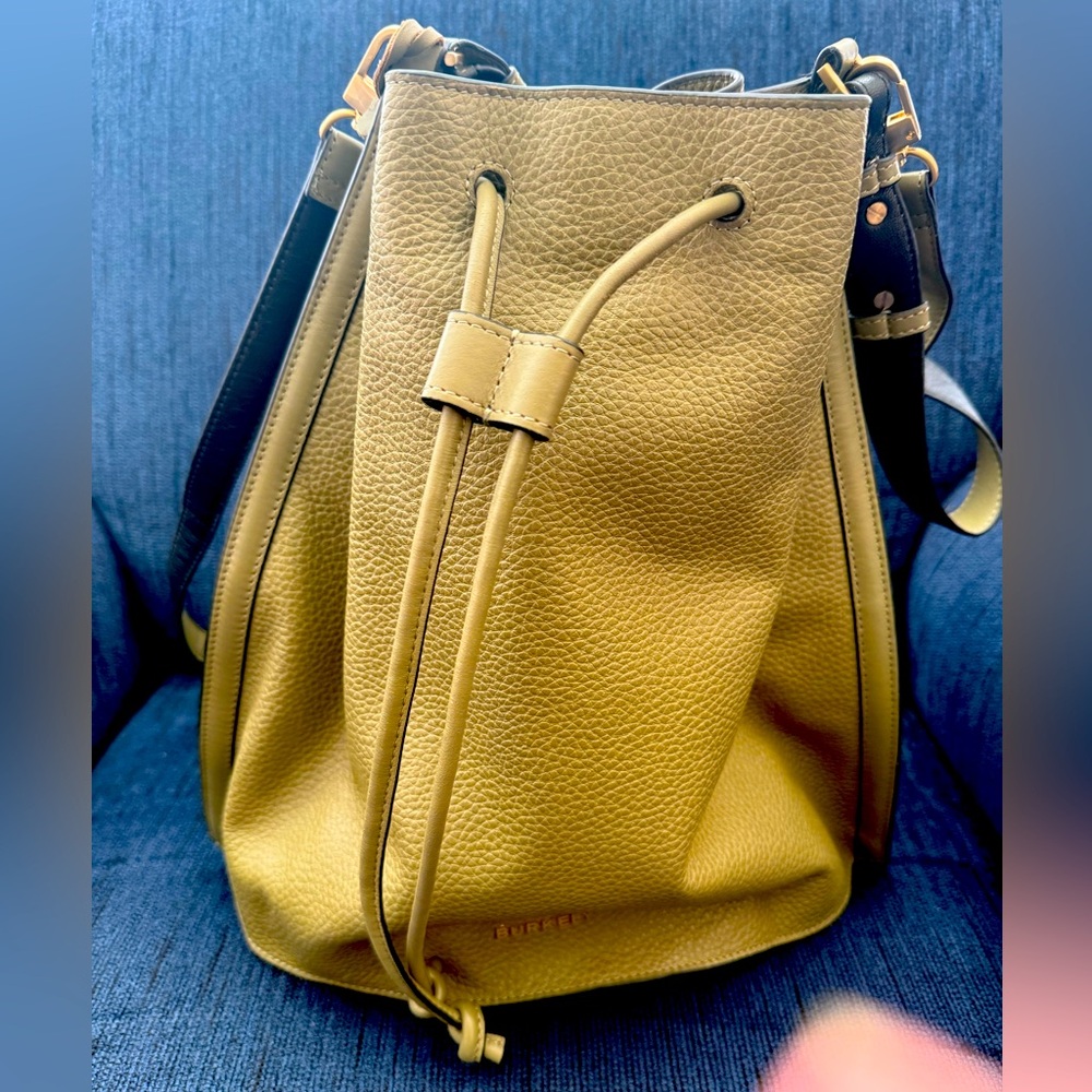 BURKELY OLIVE Green Leather Convertible Backpack Bucket Bag